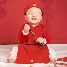 一周岁宴抓周礼服女宝宝唐装连体衣男童中国风中式汉服小红书同款