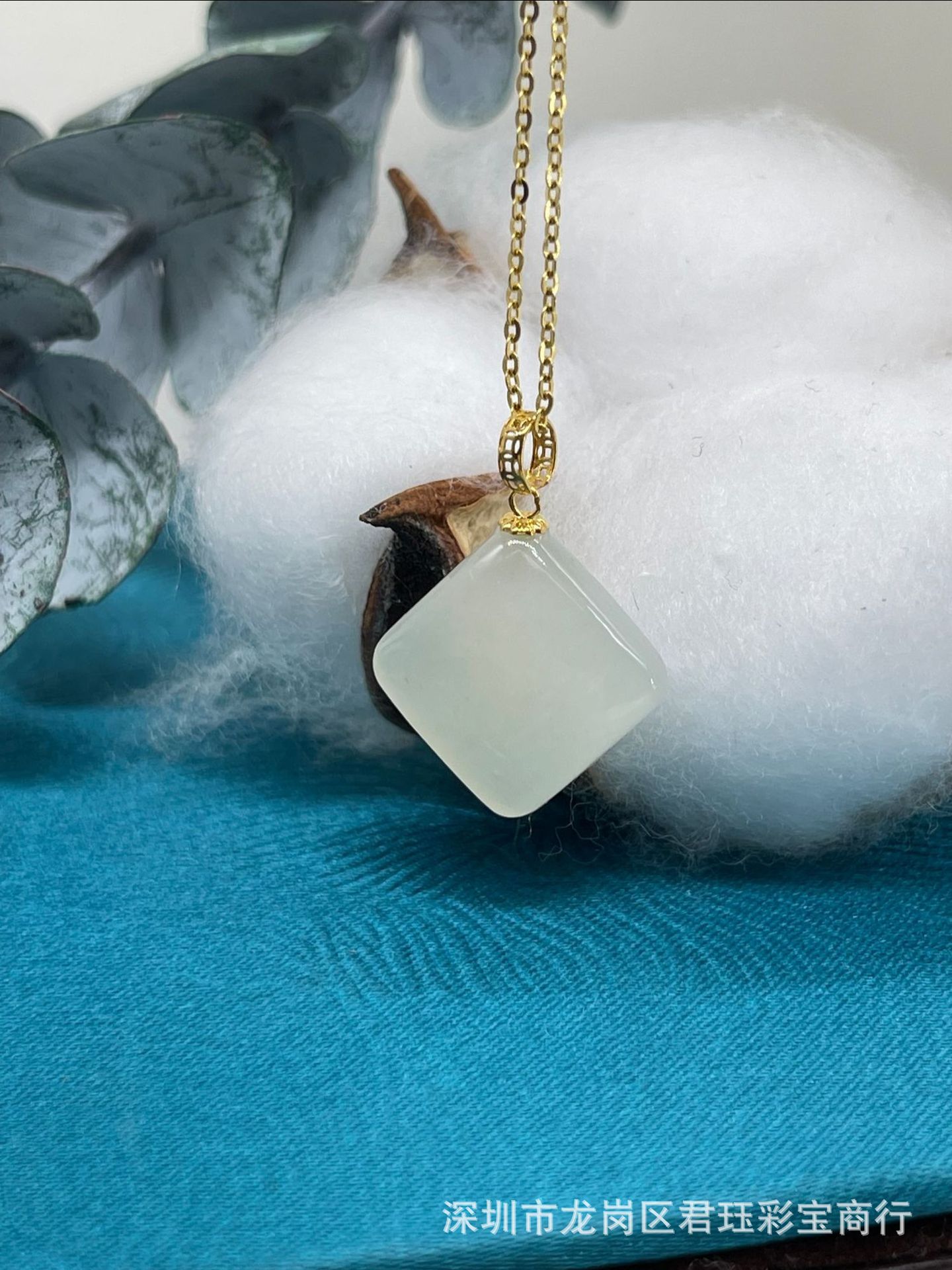 直播专供 天然和田玉晴水料 菱形方块 小方糖吊坠时尚简约女款