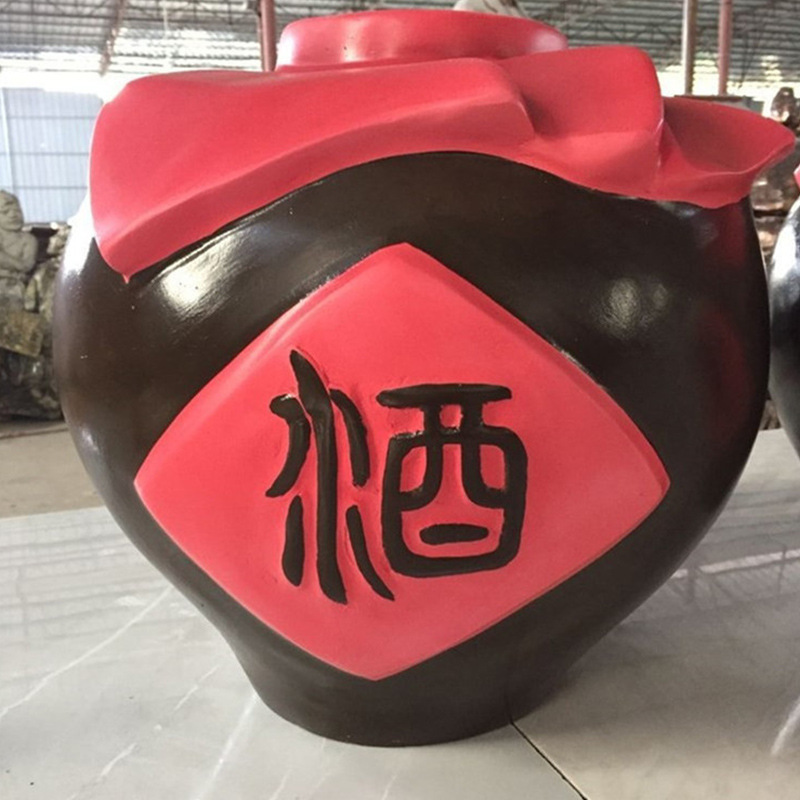 户外大型酒罐雕塑摆件 酒厂文化标识雕塑 玻璃钢酒坛雕塑模型摆件
