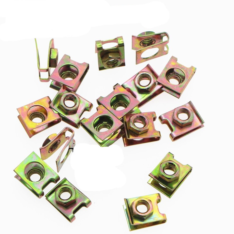 车牌夹片螺母簧片螺母板簧螺母夹板螺丝卡扣卡式螺母 m6