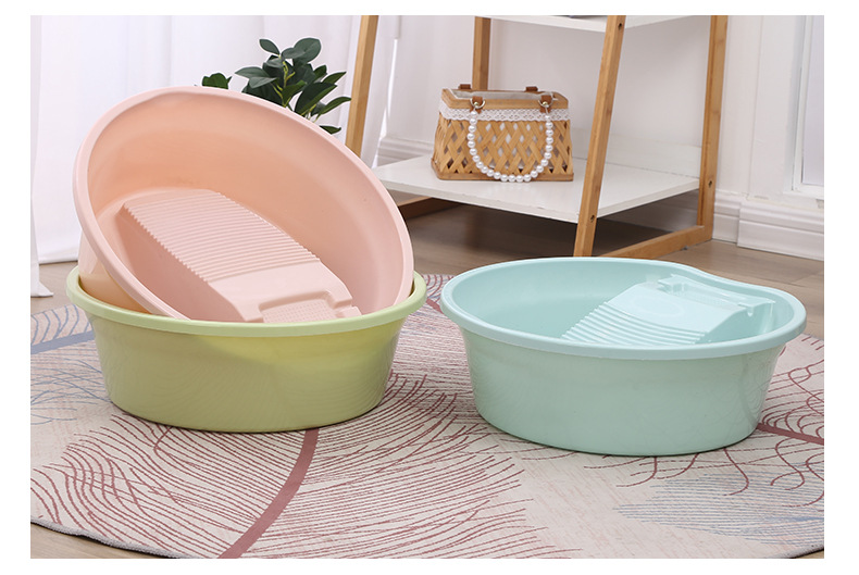 Supply Thickened Laundry Basin Washtub with Washboard Plastic Laundry Basin Laundry Basin Household Extra Thick Band Washboard Plastic Basin