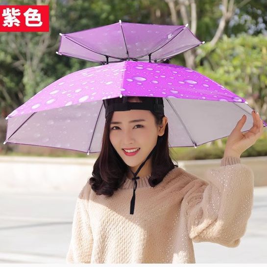 伞帽头戴雨伞帽子钓鱼头戴太阳伞户外采茶环卫斗笠伞折叠大号遮阳