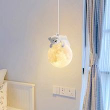 床头吊灯网红小熊男女孩儿童房卧室吊线灯现代简约奶油风餐厅灯具