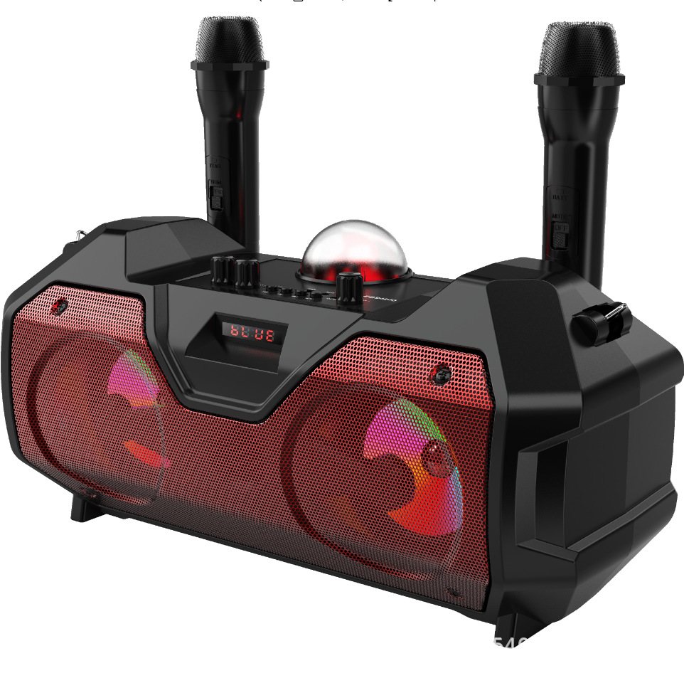 家庭k歌机麦克风双话筒蓝牙音箱台式重低音炮筒客厅家用支持app