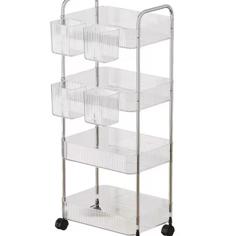 Trolley Rack Household Snack Multi-Layer Storage Bookshelf Mobile Kitchen Fruits and Vegetables Vegetable Basket Acrylic Shelf