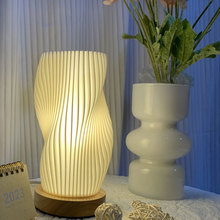 北欧实木装饰台灯3D打印创意氛围灯充电触摸开关家居摆件台灯跨境