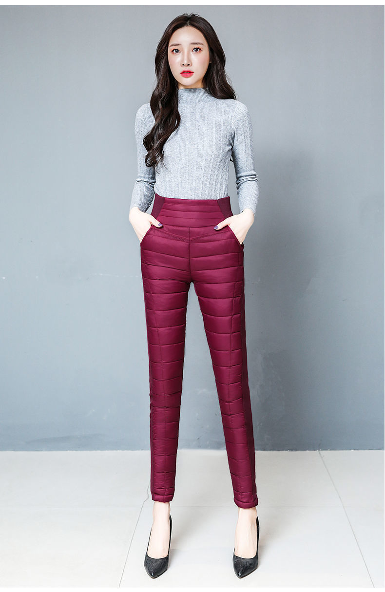 新款羽绒棉裤女中老年加厚大码棉裤外穿高腰全绒内里修身保暖裤子