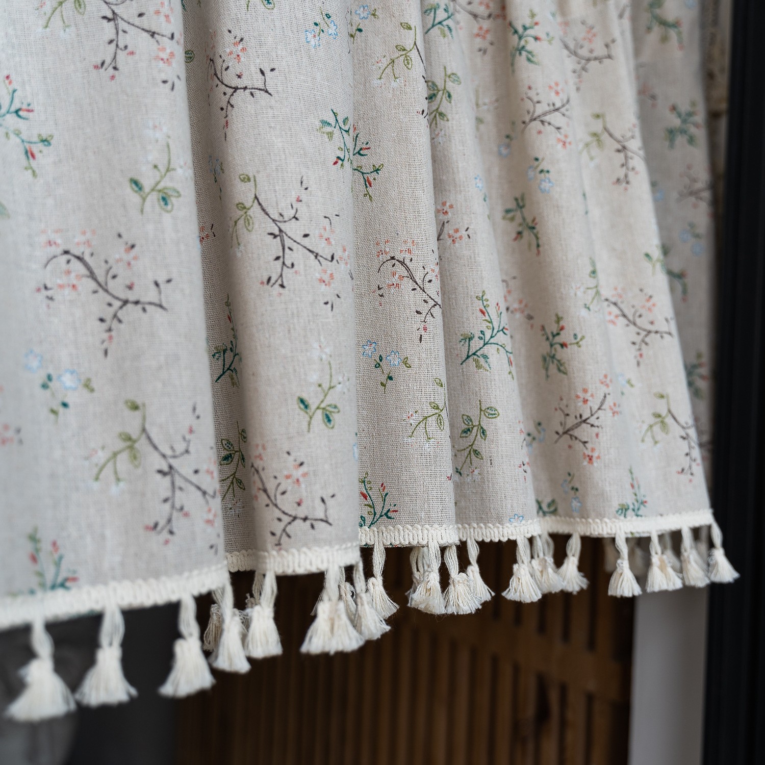 日式小清新布艺门帘 ins碎花隔断帘卧室隐私半帘厨房遮阳花边短帘