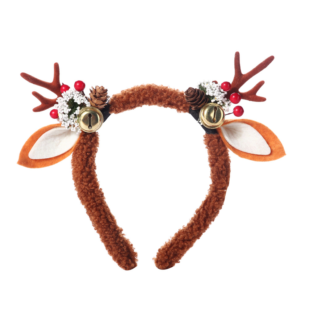 Cross-Border Hot Bell Christmas Antlers Headband Christmas Simple Decorative Headdress Cute Elk Antler Headband
