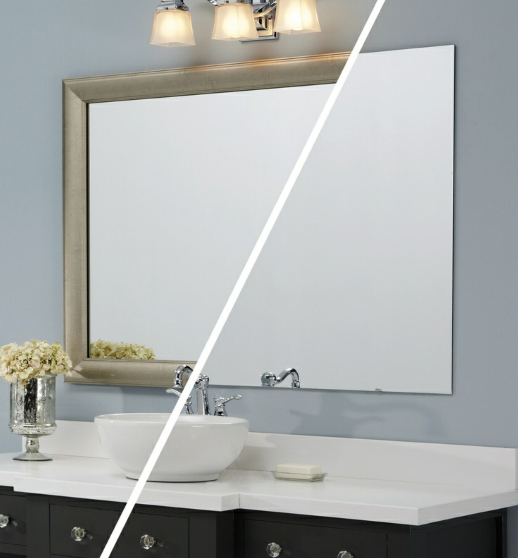 银镜铝镜家装浴室镜 化妆镜磨边斜边镜