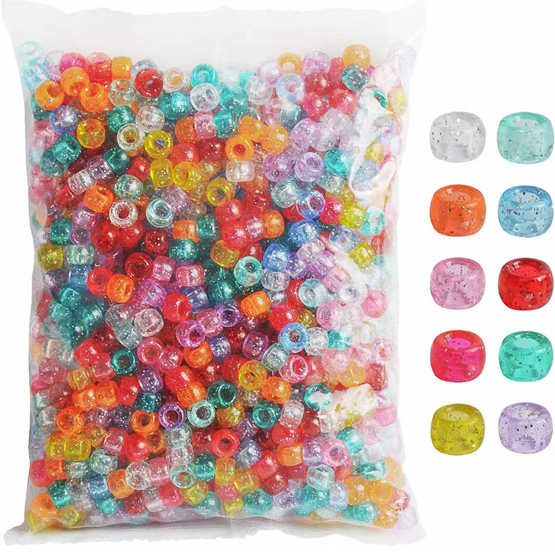Cross-Border Hot Selling Transparent Tube Beads DIY Color Large Hole Beads 6 * 8mm Beads Beads Bracelet Accessories Amazon Exclusive