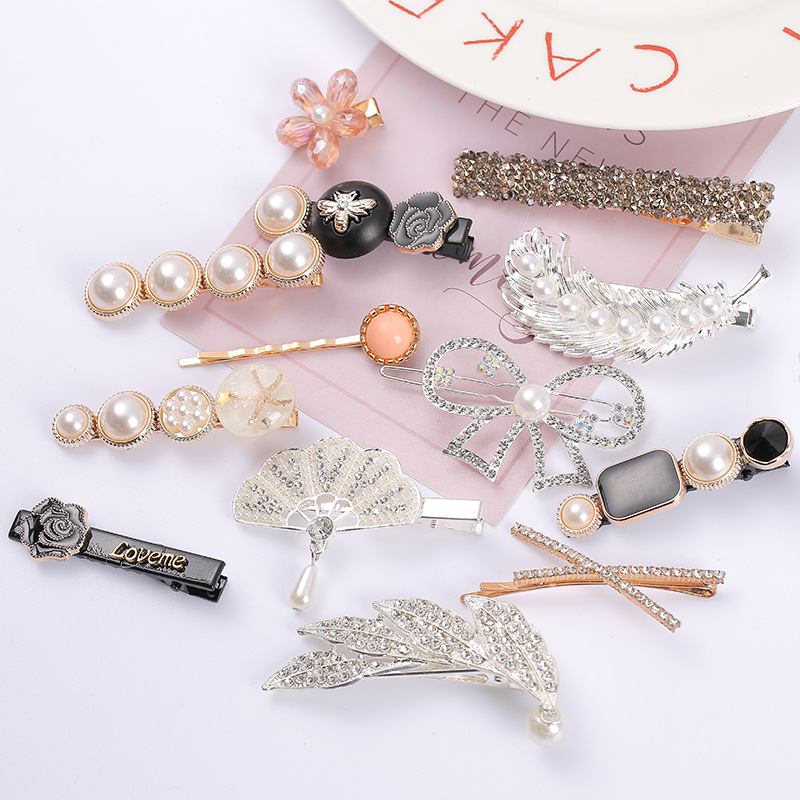 2023 New Korean Style Elegant Outfit Trending Girl Popular Broken Hair Cute Rhinestone Hairpin Side Duckbill Barrettes