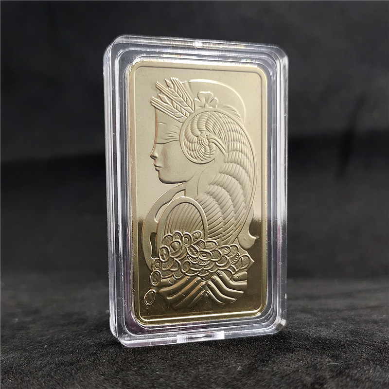 瑞士银行金条纪念币1盎司异形金币硬币 外币收藏女神币方形镀金块