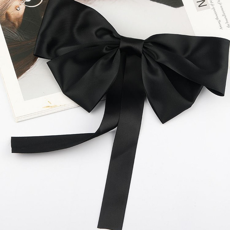 Wu Xiyan Same Style Black Big Bow Headdress Barrettes Women's Black Vintage Hairpin Spring Headdress Barrettes Women's