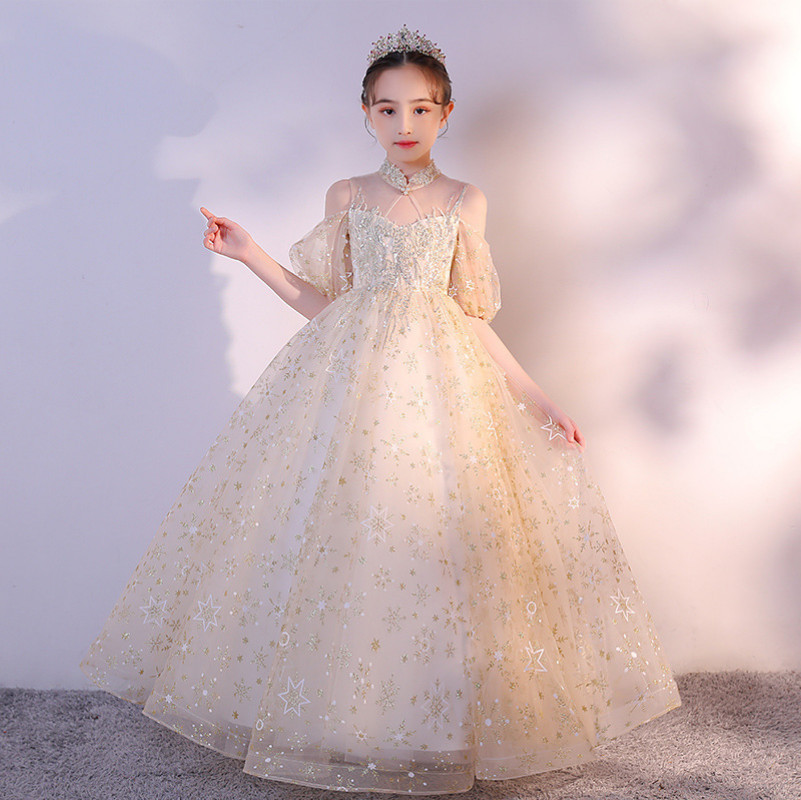 儿童主持人端庄大气中学生钢琴演奏艺考蓬蓬网纱礼服生日小礼服裙