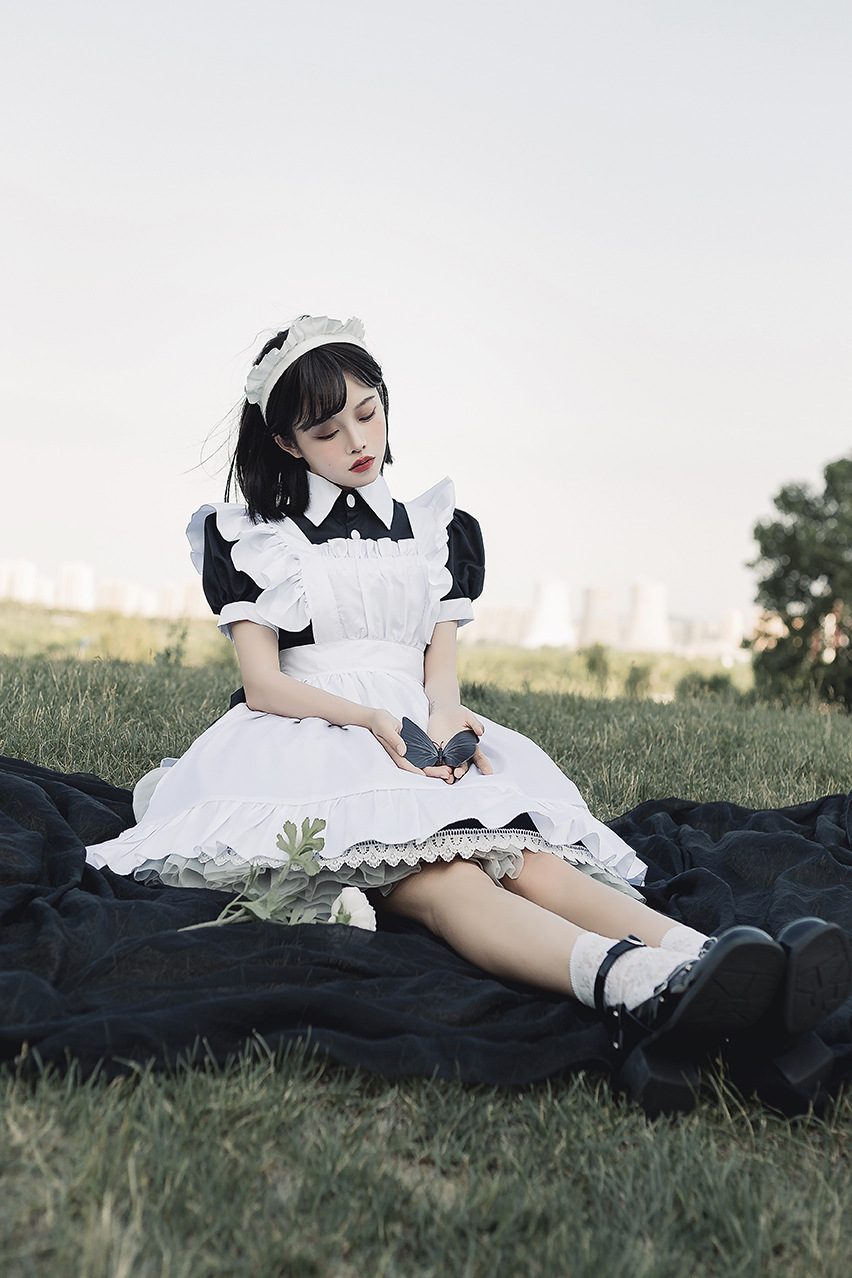 女仆装cosplay 餐厅咖啡厅工作服长裙黑白女佣装聚会派对一件代发