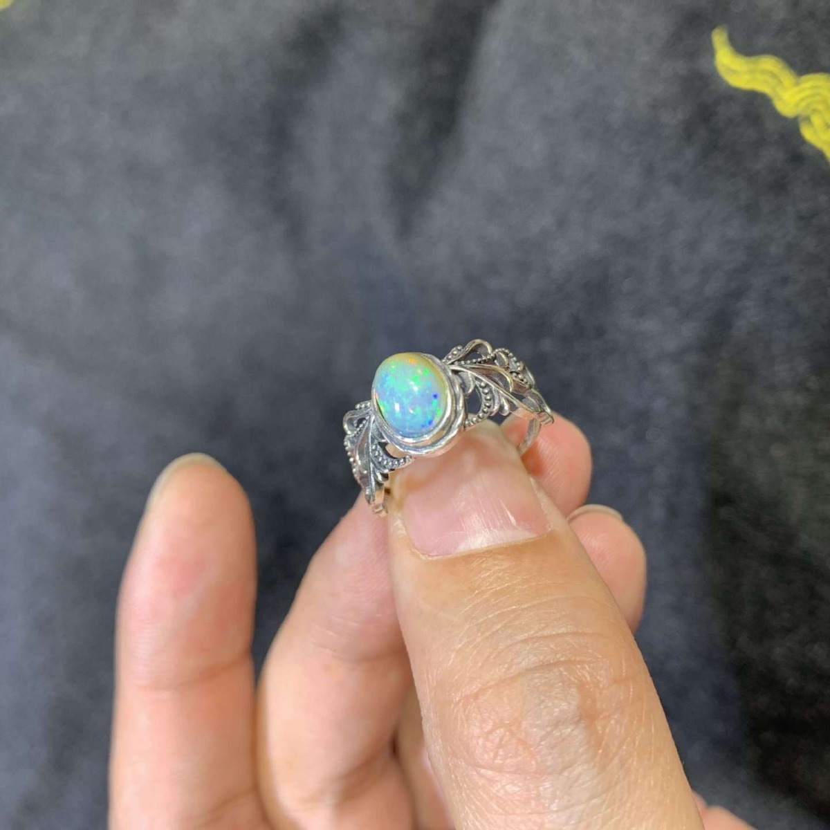 天然欧泊戒指925银镶嵌复古民国风戒指-阿里巴巴