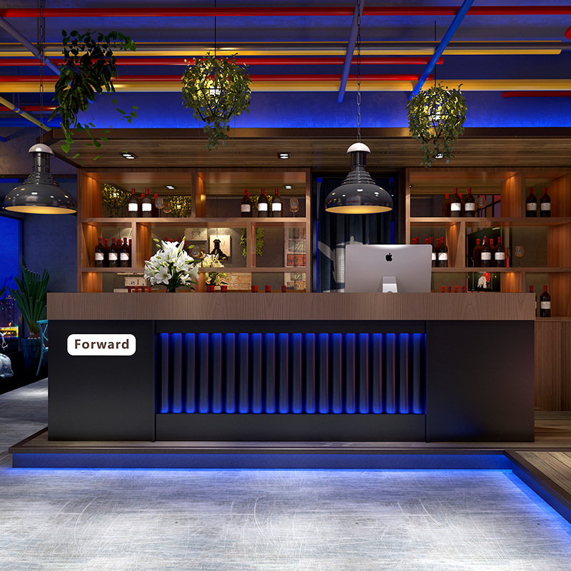 前台复古工业风酒吧吧台ktv烧烤店创意接待台拐角商用柜台桌