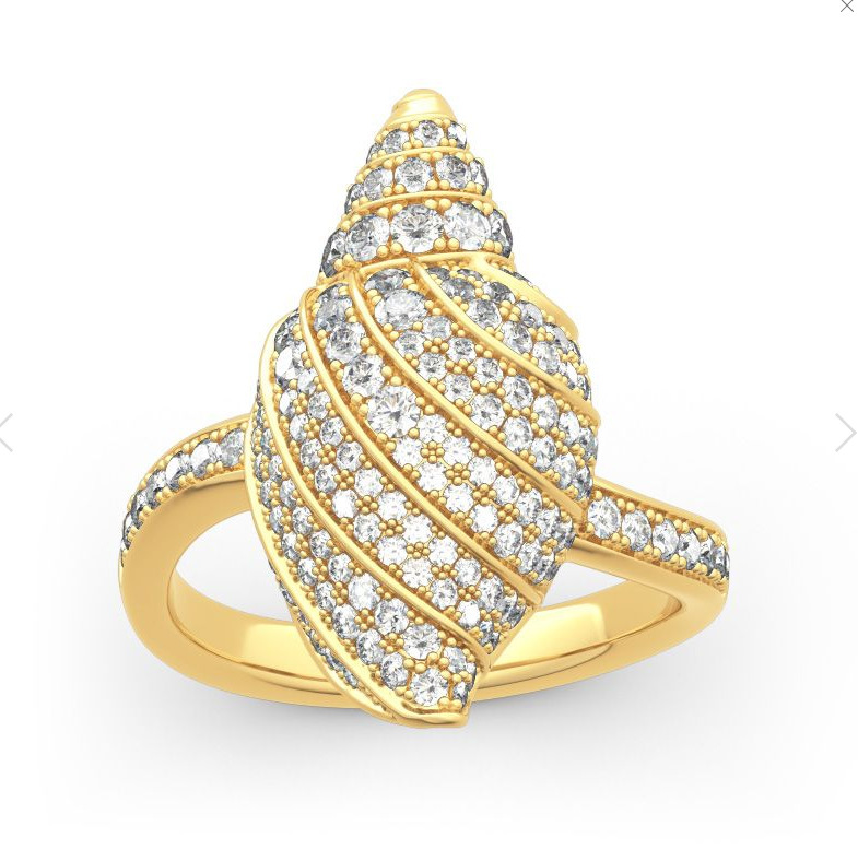 薇妮跨境速卖通饰品 金色海螺镶钻男女款 亚马逊镶钻个性戒指