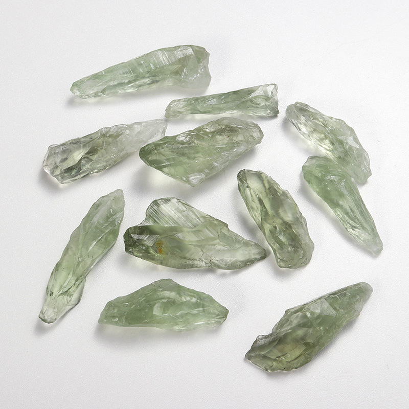 天然绿水晶骨干矿石标本 绿水晶单晶体原石批发 能量消磁水晶摆件