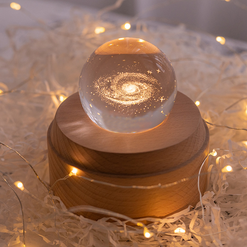 水晶球星空灯小夜灯卧室梦幻床头灯 ins少女心浪漫音乐充电投影灯