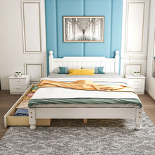实木床现代简约.米双人床白色.米单人床米经济型家用简易床