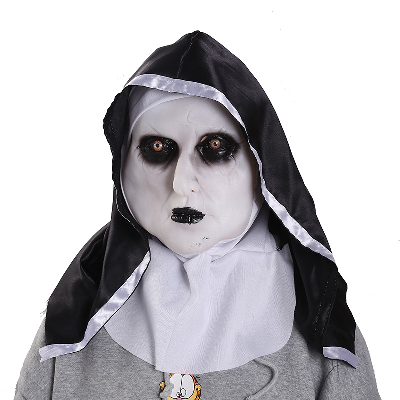 万圣节招魂2修女面具 吓人恐怖整蛊搪胶面具女鬼头套节日派对道具