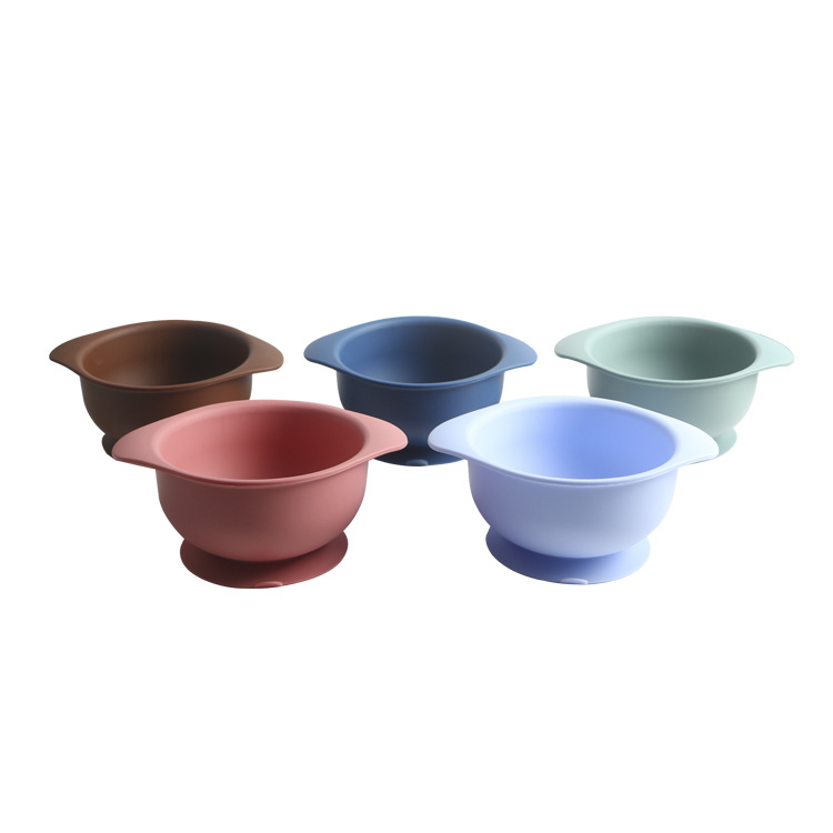 food supplement tableware baby silicone bowl integrated sucker bowl full silicone macaron color children‘s tableware silicone set
