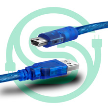 USB线厂家 透明蓝迷你USB数据线1.5米 MINI USB线 5P线 USBA对T