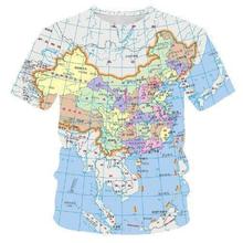 春夏短袖男3DT恤中国地图印花图案时尚短袖T恤