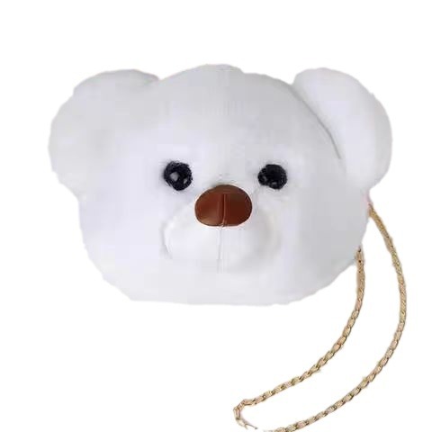 Plush Bag Bear Head Bag Niche Design Fashion All-Match Bear Messenger Bag Women's Backpack Shoulder Bag