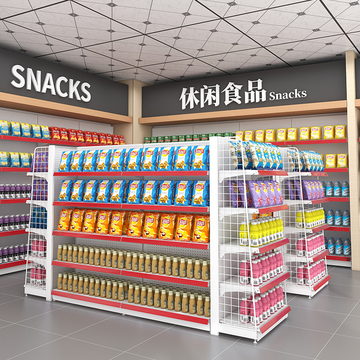 ll超市货架展示架商店小卖部便利店母婴零食食品单双面食品自由组