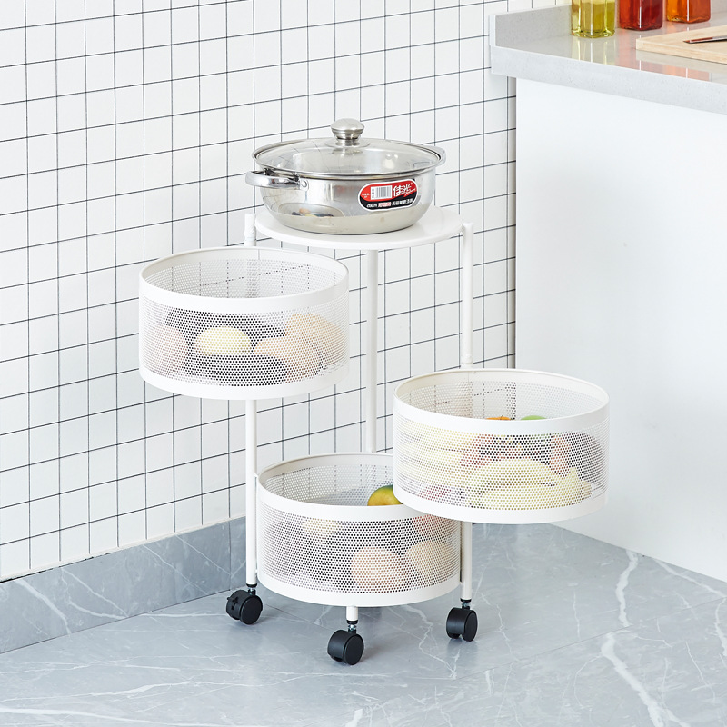 Kitchen Rotating Storage Rack Floor Multi-Layer Fruit Storage Rack Living Room Snack Storage Rack Vegetable Basket Storage Rack