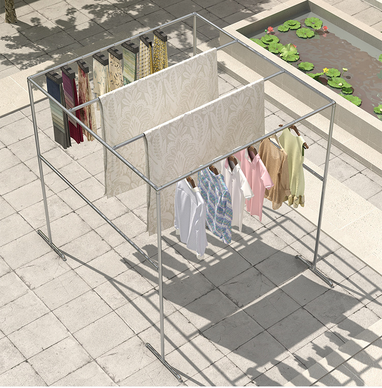 镀锌钢管家用晾衣架阳台晒被架室外落地晾被架楼顶露台大型凉衣架