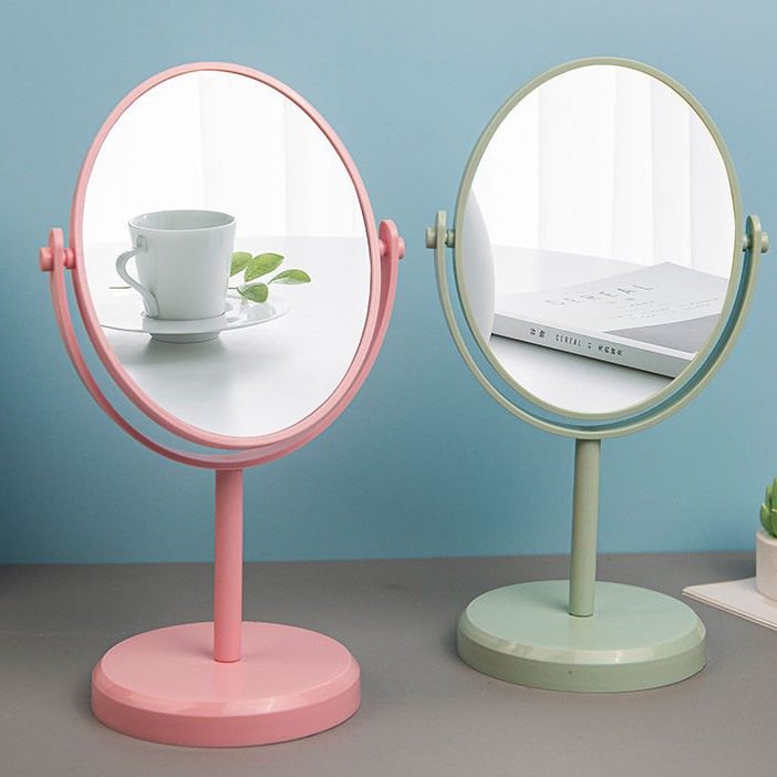 迷你台式化妆镜现代简约高清玻璃立镜宿舍梳妆镜桌面补妆双面镜子