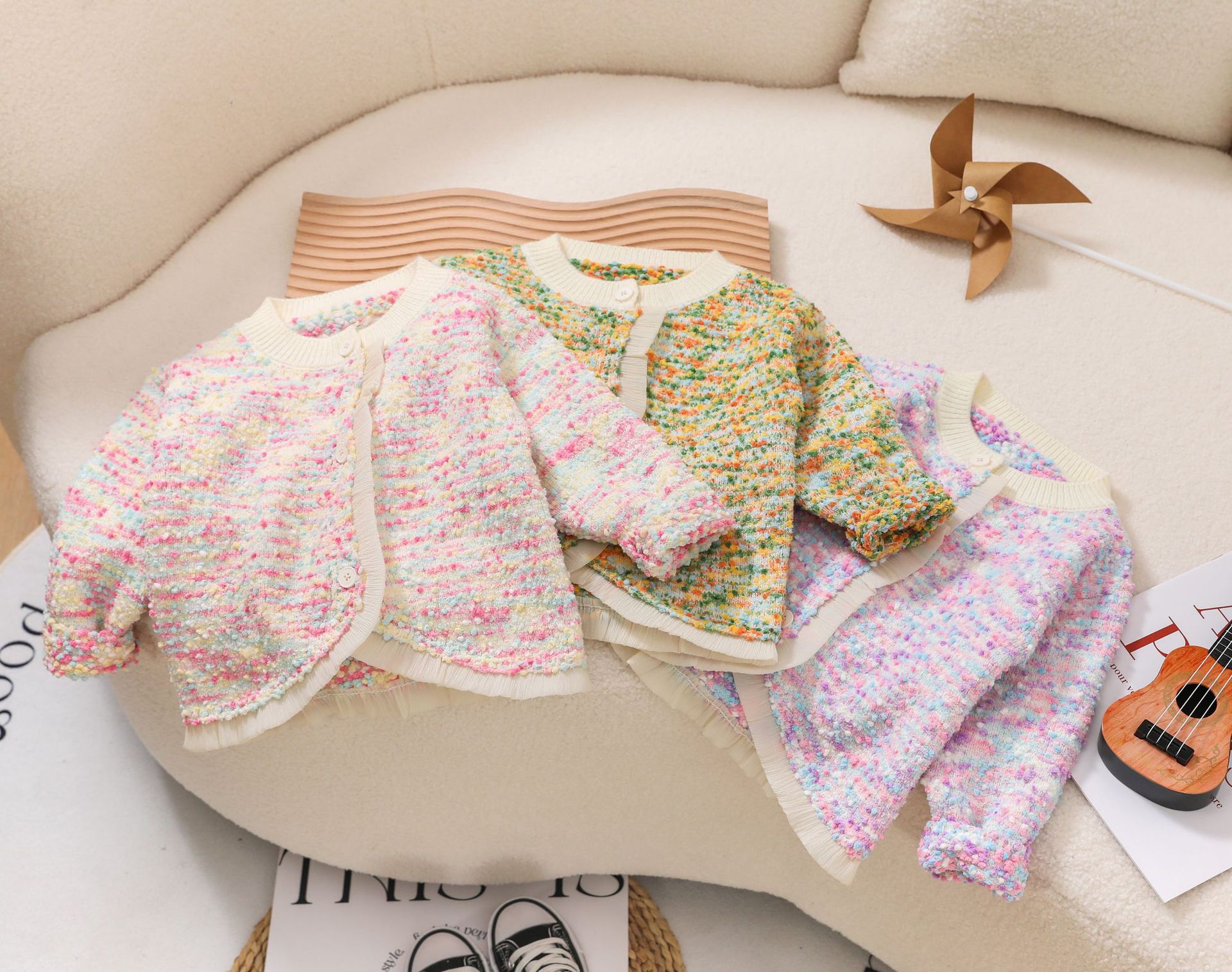 新款儿童毛衣开衫2023春秋新款款男女童宝宝针织衫长袖洋气百搭