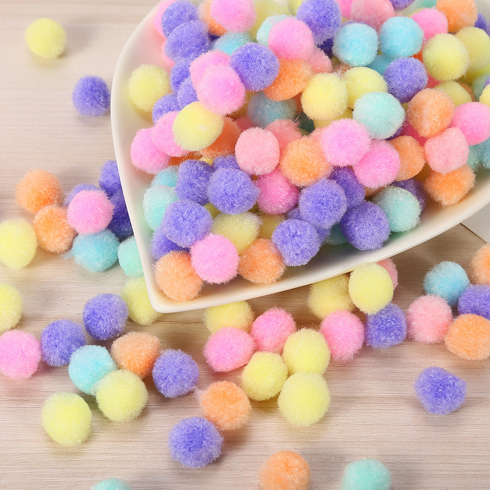 马卡龙色小毛球1-3cm多尺寸丙纶毛绒球玩具材料包小毛球服装配件