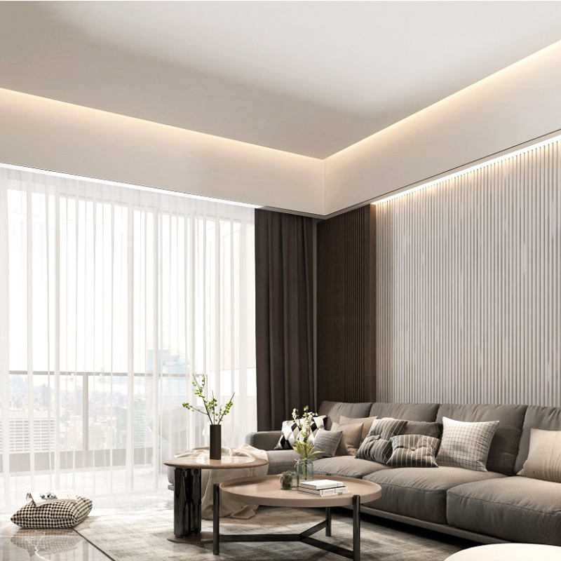 智能led无边框线条灯回光铝型材悬浮吊顶嵌入式洗墙反光灯槽暗藏