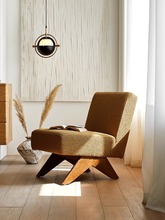 侘寂风昌迪加尔沙发椅单人靠背墩墩椅设计师复古实木客厅休闲椅子