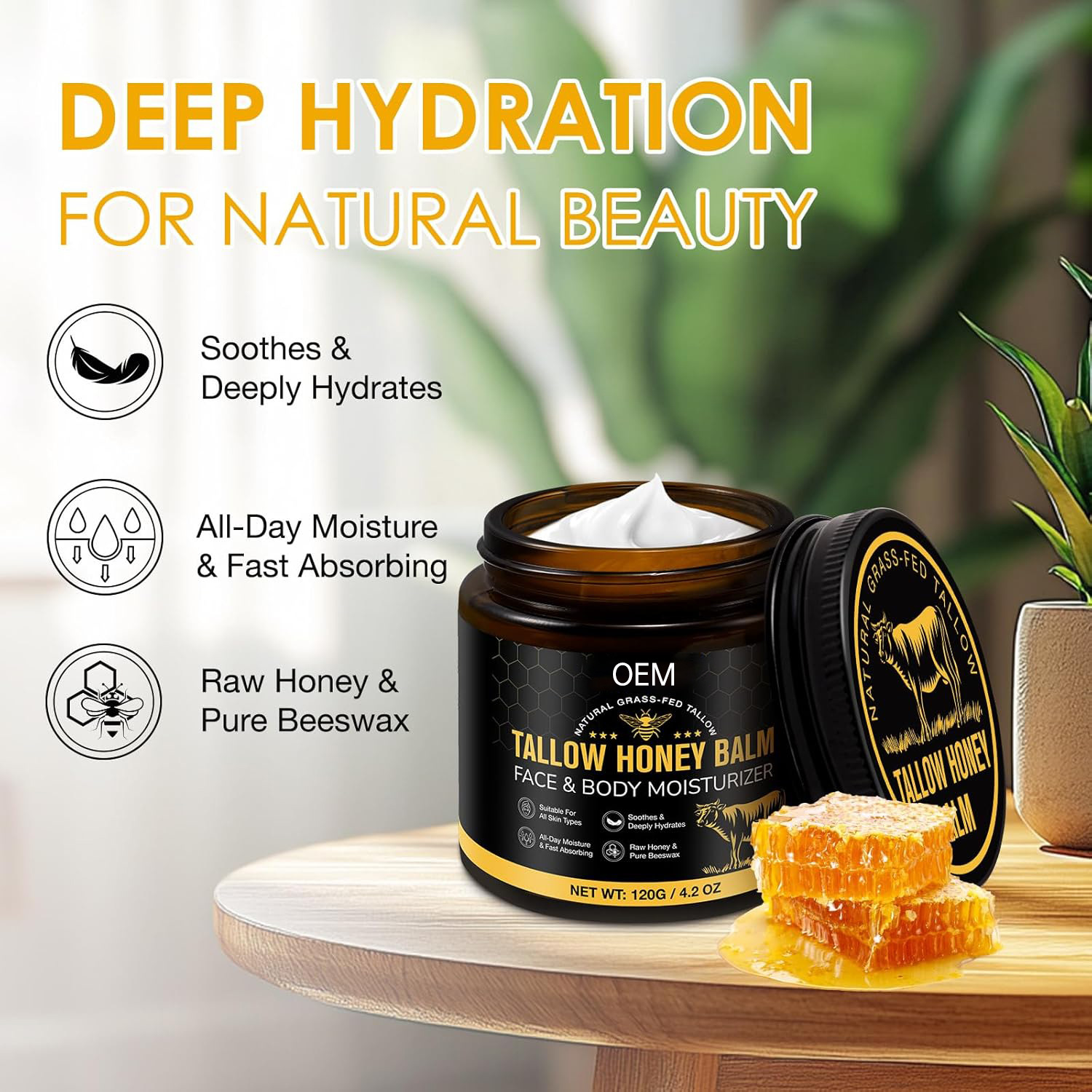 全英文蜂蜜草饲牛油膏补水保湿面部护理Tallow Balm牛脂润肤霜