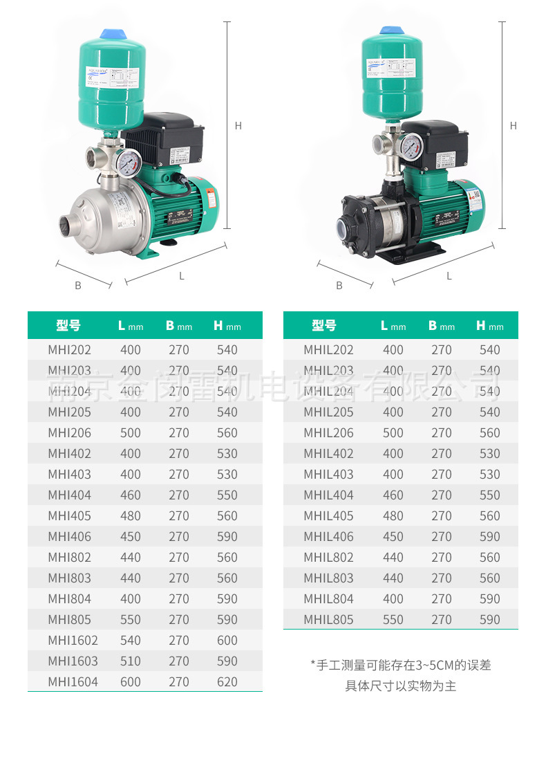 威乐mhil804 803 403家用全自动铸铁变频增压泵别墅工业恒压供水