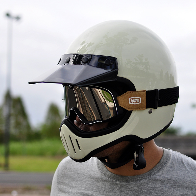 汤普森 复古玻璃钢头盔哈雷巡航盔机车全盔 四季通用