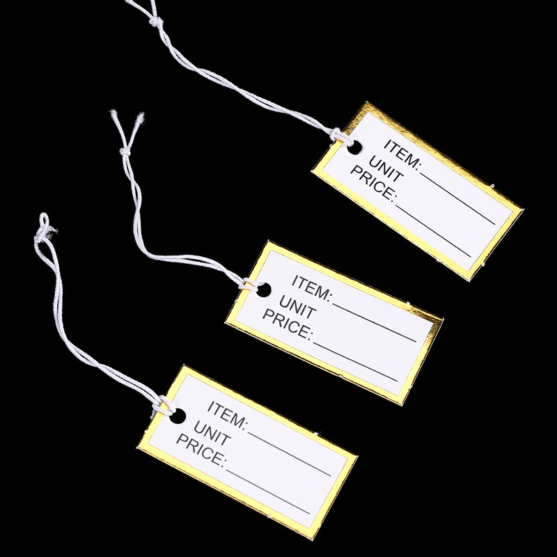 金边饰品配件 英文商品标价牌 价格标签 挂牌吊牌 首饰标签100个