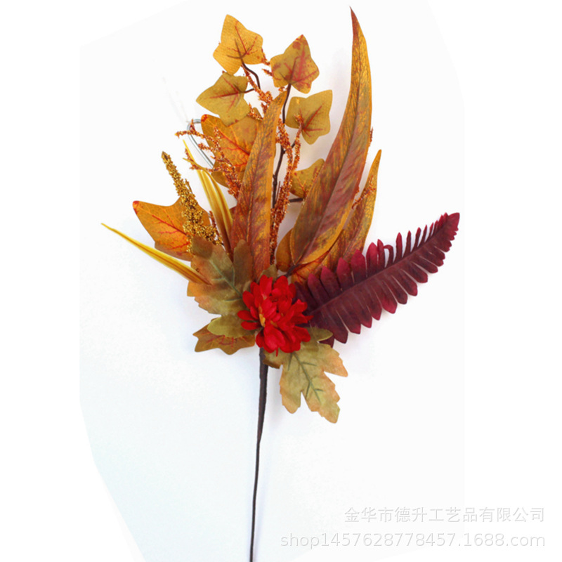 Amazon Hot Selling Autumn Thanksgiving Decorations Artificial Flower Bouquet Harvest Festival Home Wall Decoration Twig Cutting Wholesale