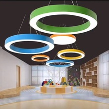 彩色护眼办公室环形吊灯简约圆形异形led吊灯教室幼儿园造型吊灯