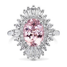 ebay新款镶嵌粉色锆石戒指跨境欧美时尚女简约指环亚马逊热卖批发