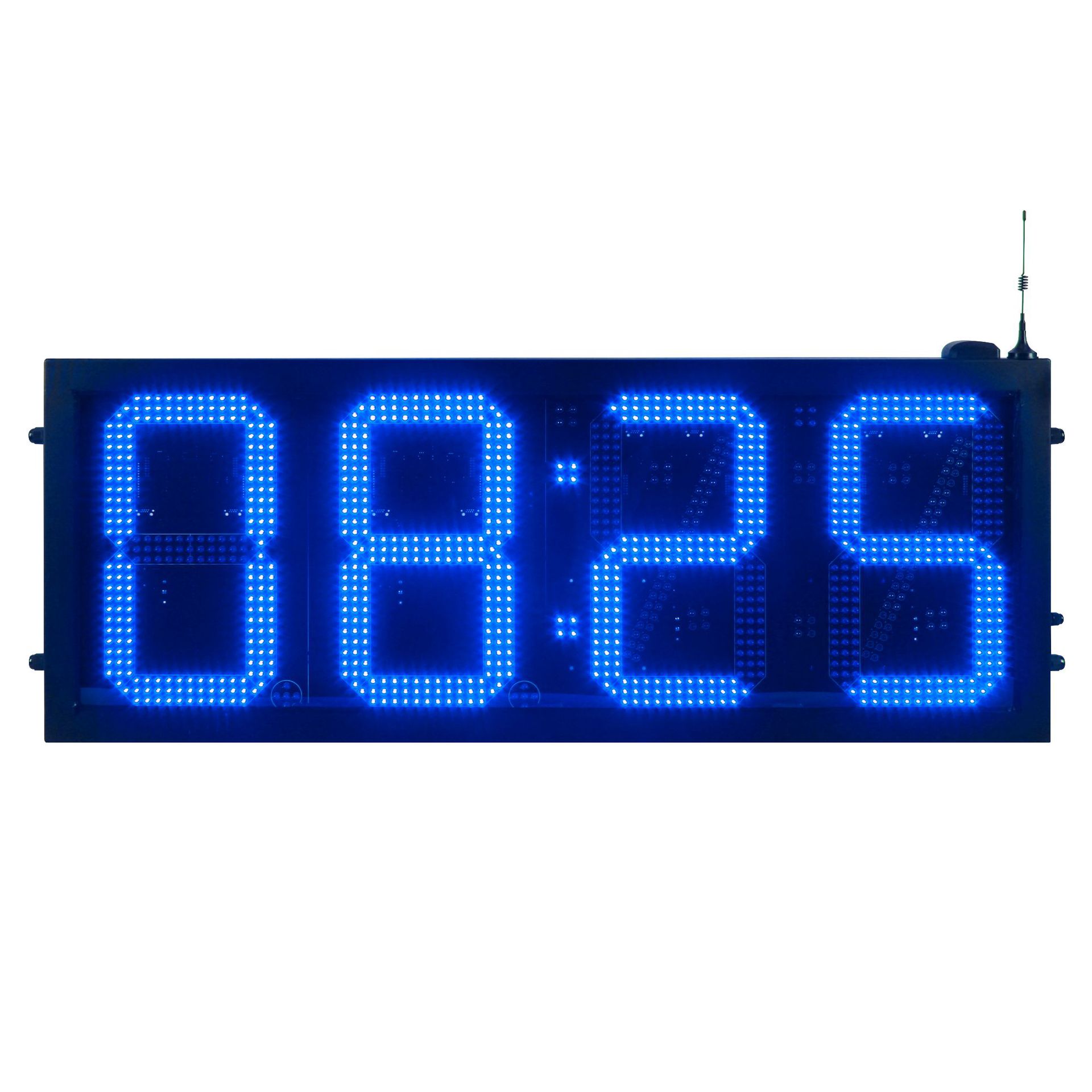 厂家12寸蓝色led数字时间加拿大温度显示屏户外防水时钟显示器