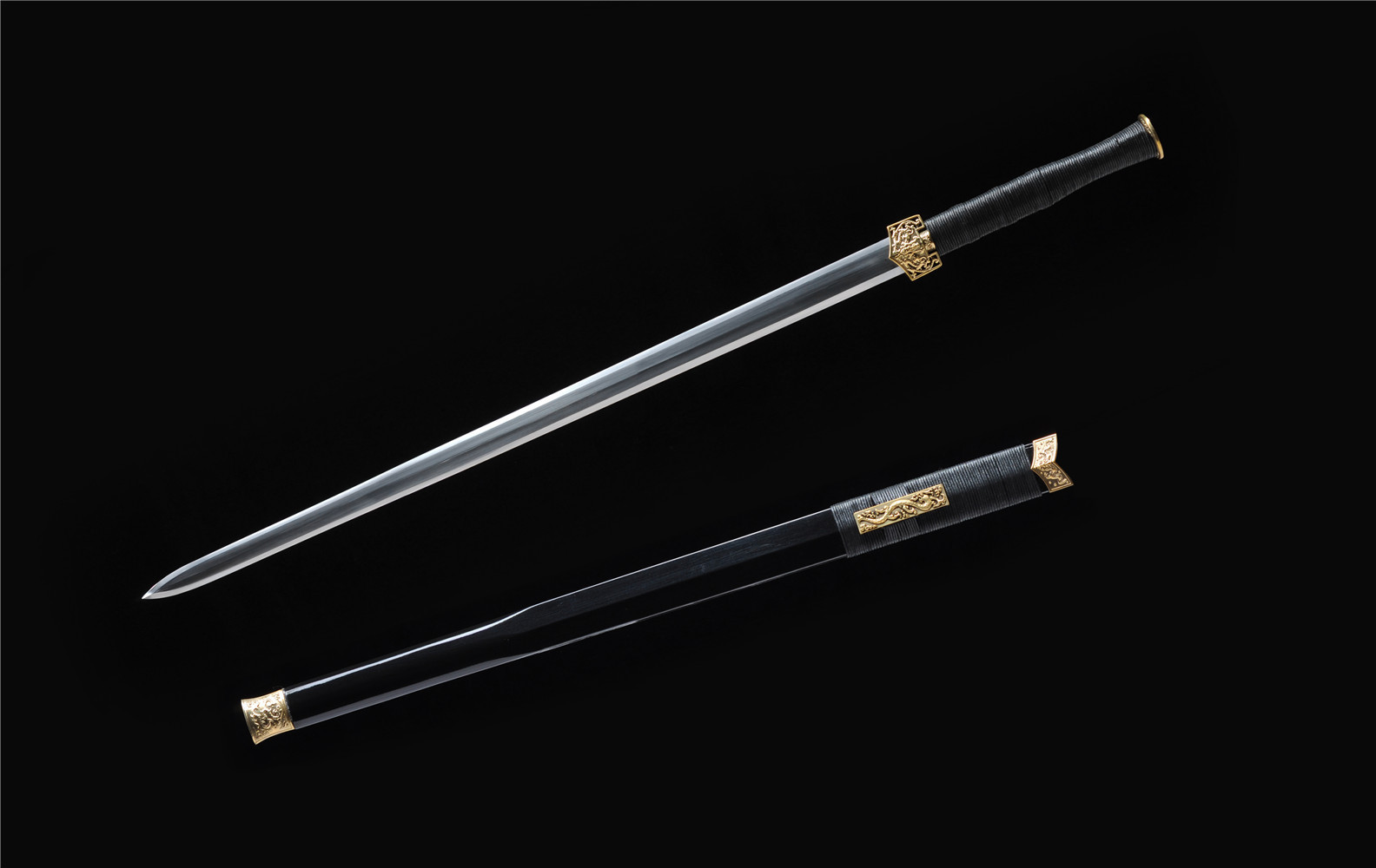 龙泉市锰钢八面汉剑长剑古剑一体扁柄宝剑刀具老厂长款刀剑未开刃