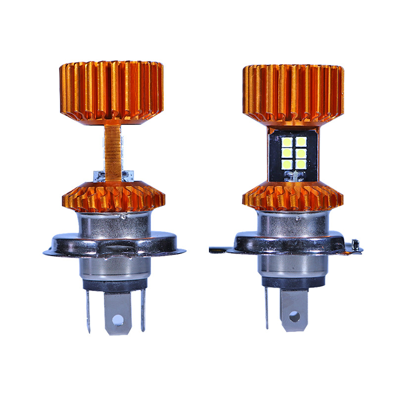 摩托车灯电动车led大灯超亮远近光内置前大灯改装双爪灯泡12v-80v
