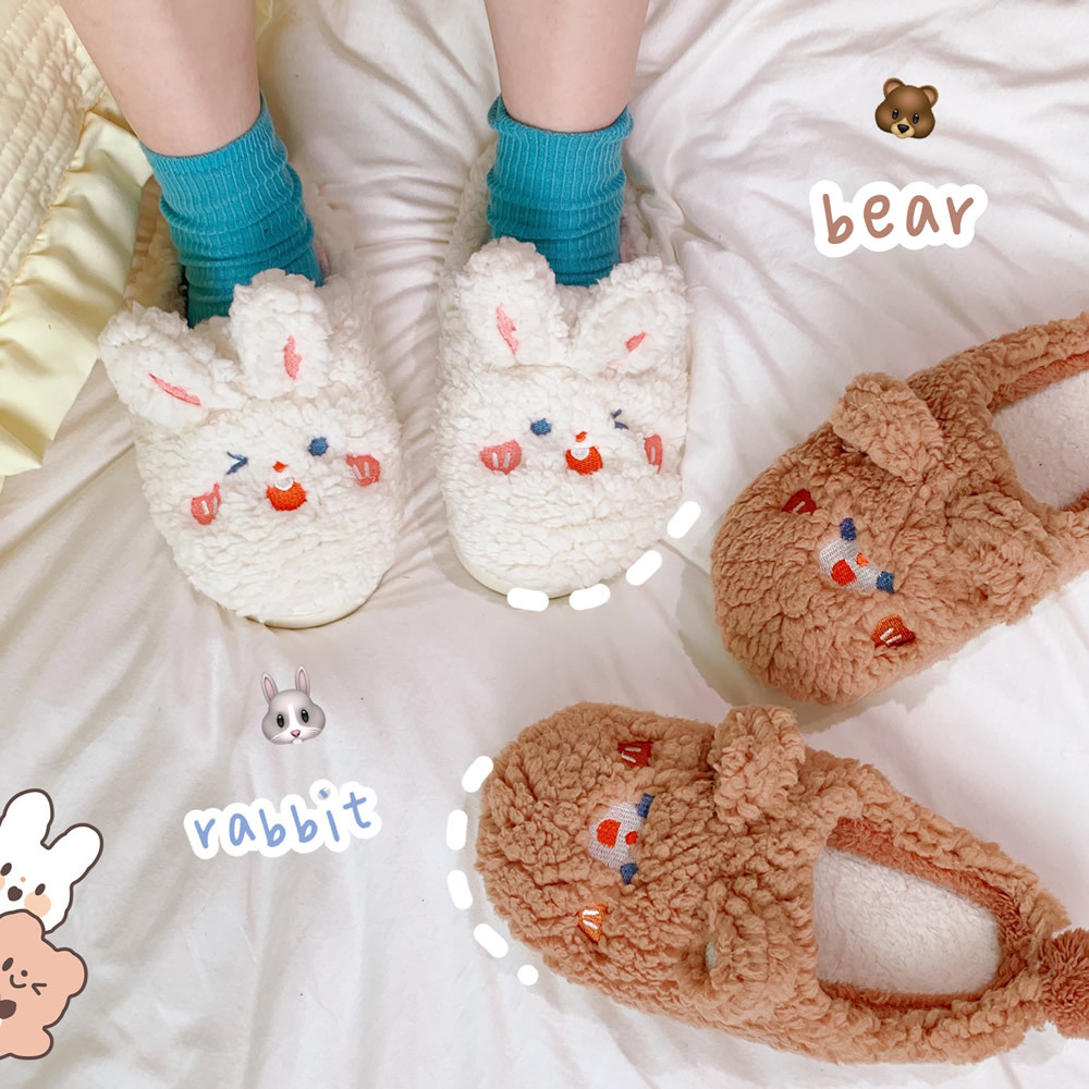 Autumn and Winter Home Cotton Slippers Cute Ins Style Home Indoor Warm Slippers Cute Cartoon Rabbit Couples Cotton Shoes